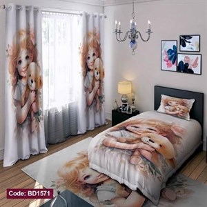 ست کامل ژورنالی رو تختی چاپی دخترانه عروسک bd1571 (پس کرایه)