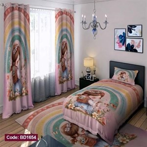 ست کامل ژورنالی رو تختی چاپی دخترانه رنگین کمان bd1654 (پس کرایه)
