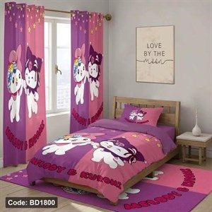 کاور رختخواب  ست کامل ژورنالی رو تختی چاپی دخترانه کرومی کد bd1800 (پس کرایه) 
