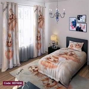 کاور رختخواب  ست کامل ژورنالی رو تختی چاپی دخترانه پرنسس بالدار کد bd1636 (پس کرایه) 