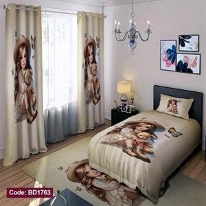 ست کامل ژورنالی رو تختی چاپی دخترانه دختر و پروانه کد bd1763 (پس کرایه)