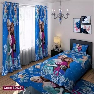 ست کامل ژورنالی رو تختی چاپی دخترانه فروزن کد bd1387 (پس کرایه)