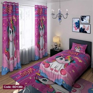 ست کامل ژورنالی رو تختی چاپی دخترانه یونیکورن کد bd1380 (پس کرایه)