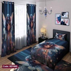 ست کامل ژورنالی رو تختی چاپی دخترانه بالدار  کد bd1695 (پس کرایه)