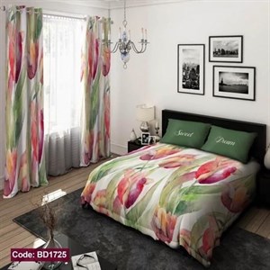 ست کامل ژورنالی روتختی دونفره 6 تیکه گل لاله کد BD1725 (پس کرایه)