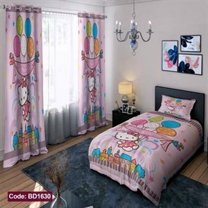 ست کامل ژورنالی رو تختی چاپی دخترانه کیتی کد bd1630 (پس کرایه)