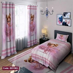 ست کامل ژورنالی رو تختی چاپی دخترانه صورتی کد bd1583 (پس کرایه)