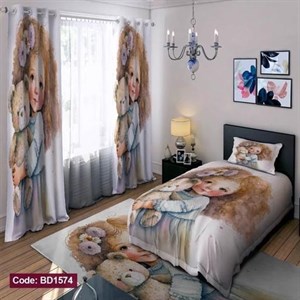ست کامل ژورنالی رو تختی چاپی دخترانه خرس bd1574 (پس کرایه)