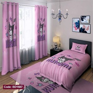 ست کامل ژورنالی رو تختی چاپی دخترانه کرومی  کد bd1687 (پس کرایه)