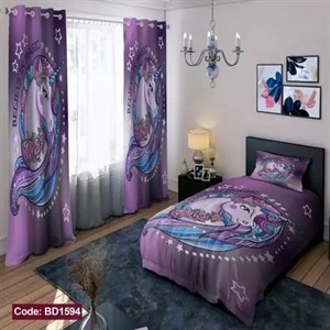 ست کامل ژورنالی رو تختی چاپی دخترانه یونیکورن کد bd1594 (پس کرایه)