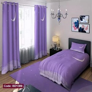 کاور رختخواب  ست کامل ژورنالی رو تختی چاپی دخترانه ساده یاسی کد bd1389 (پس کرایه) 