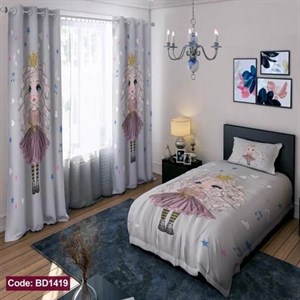 ست کامل ژورنالی رو تختی چاپی دخترانه موفرفری کد bd1419 (پس کرایه)