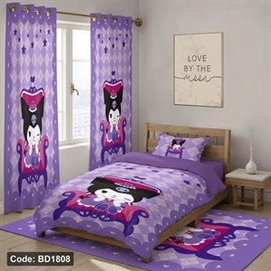 کاور رختخواب  ست کامل ژورنالی رو تختی چاپی دخترانه کرومی کد bd1808 (پس کرایه) 