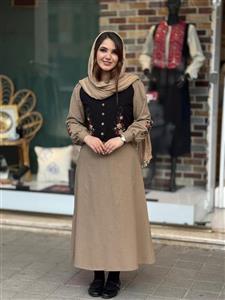 پیراهن جلیقه ترگل نسکافه ای مشکی