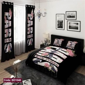 ست کامل ژورنالی روتختی 6 تیکه شامل لحاف ملافه کشدار 4 عدد روبالشی کد BD1046 (پس کرایه)