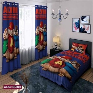 ست کامل ژورنالی روتختی چاپی پسرانه طرح آلوین کد bd808 (پس کرایه)