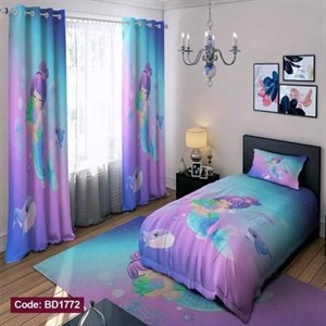 ست کامل ژورنالی روتختی چاپی پری دریایی دخترانه 4تیکه کد bd1772 (پس کرایه)