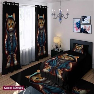 ست کامل ژورنالی روتختی چاپی پسرانه طرح گربه کد bd1660 (پس کرایه)
