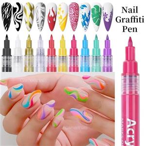 ماژیک طراحی کاشت ناخن دونه ای (رنگ های قرمز، بنفش، آبی، سبز، زرد، نارنجی و قهوه ای)