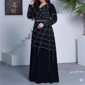 پیراهن مجلسی نگین کار شده سایز بزرگ. سایزبندی 46 تا 60.