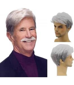کلاه گیس و پوستیژ مردانه کوتاه سفید و خاکستری Blond Wholesale