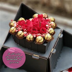 باکس قلبی شکلات و رز – گل پارمیدا