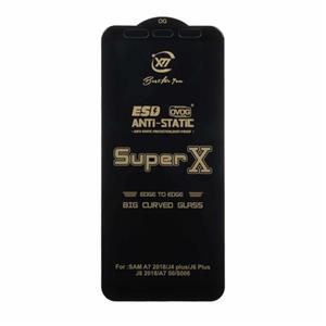 گلس گوشی سامسونگ شیشه ای Super X آنتی استاتیک Full Cover اورجینال برای Galaxy J4 Plus / A7 2018 A750 / J8 / J6 Plus