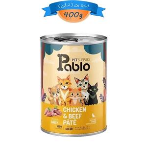 کنسرو پته گربه پابلو طعم مرغ و گوشت گاو وزن 400 گرم Pablo Pet Supplies