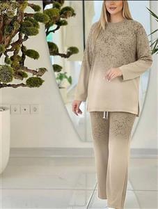 ست بلوز شلوار کهکشانی رنگ کرم