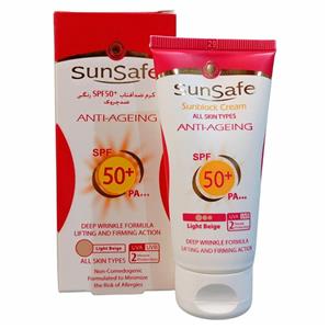 کرم ضد آفتاب سان سیف ضد چروک بژ روشن Sunsafe