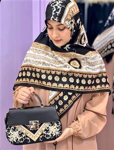 ست کیف و روسری سورنا سیااسکارف مشکی طلایی (A3)