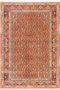 فرش محتشم 1000 شانه کلکسیون سنتی کد 25CS0160 زمینه عنابی (غیربرجسته)