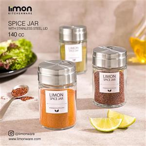 جا ادویه شیشه ای 140 سی سی درب استیل لیمون کد ۲۳۸۳