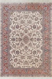 فرش بهشتی تبریز 1500 شانه کلکسیون شاهان کد 1529 زمینه کرم چرک (برجسته)
