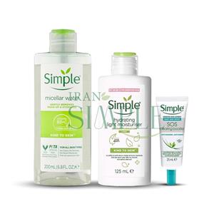 پکیج 3 مرحله‌ای پاکسازی عمقی پوست جوش‌دار سیمپل simple | با تأثیر فوری و مستقیم روی جوش (میسلار واتر  ژل ضد جوش فوری  آبرسان لایت)