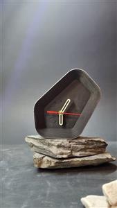 ساعت سنگ مصنوعی دفرمه دست ساز مشکی مات ارتفاع 17 سانت