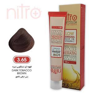 رنگ مو قهوه‌ای تنباکویی تیره نیترو حاوی کراتین Nitro Color 3.65