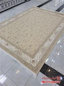فرش صدفی کرم 1500 شانه طرح افشان درباری