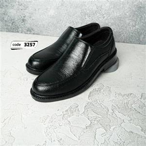 کفش بدون بند مشکی مجلسی پاشنه دار رویه طرحدار (کد3257)
