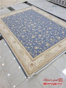 فرش افشان آبی طرح درباری 1500 شانه تراکم 4500