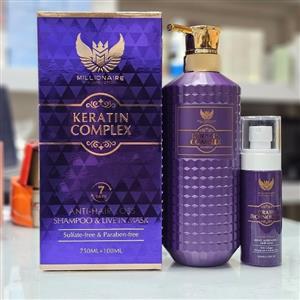 شامپو کراتین ضد ریزش مو حجم 750 میلهمراه با اسپری ترمیم کننده مو حجم 100میل (Keratin Complex)
