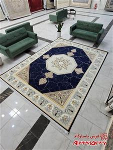 فرش مدرن سرمه ای 1200 شانه تراکم 3600 طرح ابرا
