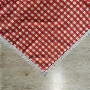 رومیزی دور حاشیه چهارخانه ریز قرمز سفید (1 در 1.5 متری)