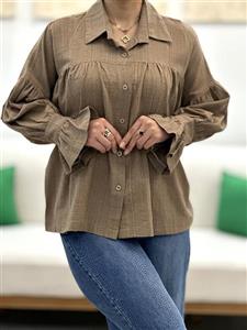 شومیز مانتویی آستین شیپوری ماتینا