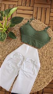 ست زنانه نیمتنه سبز فری سایز و لگ اسمال - لارج