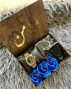 (ارسال رایگان) هدیه لاکچری مردانه کادو تولد ساعت رولکس  و ست کارتیر مشکی استیل ۱۶
