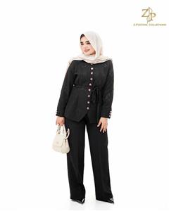 کت زنانه مجلسی جلوبسته کمردار ژاکارد آریسا
