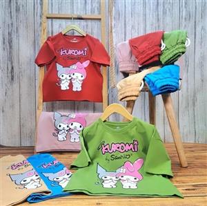 خرید آنلاین ست تی‌شرت شلوارک دخترانه کرومی و ملودی - فروشگاه بچه گانه آوات