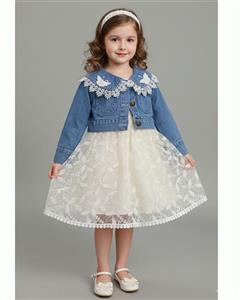 کت سارافون جین دخترانه پروانه 1.5 تا 8 سال