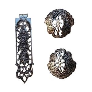 ست دکمه سردست و گیره کراوات مردانه قلمزنی نقره کد DOGNOGH1